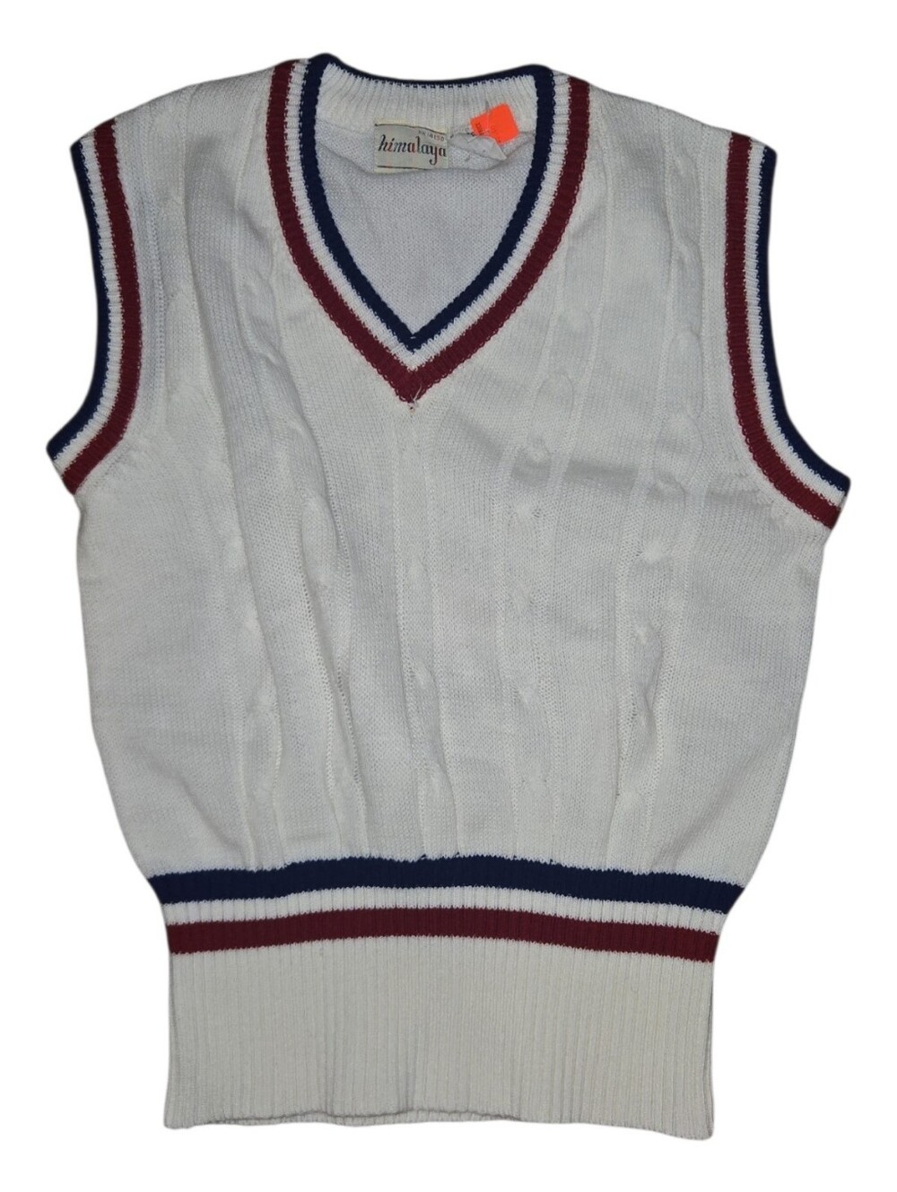Vintage White Cable Knit Cricket Sweater Vest Himalaya Size L
